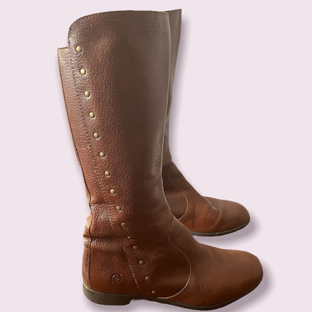Born Leather Riding Boots Brown Size 7.5